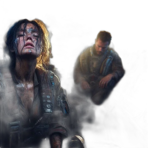 concept art, photorealistic, comic book art, 3d render, fog, fire, inside, futuristic transparent PNG cut-out