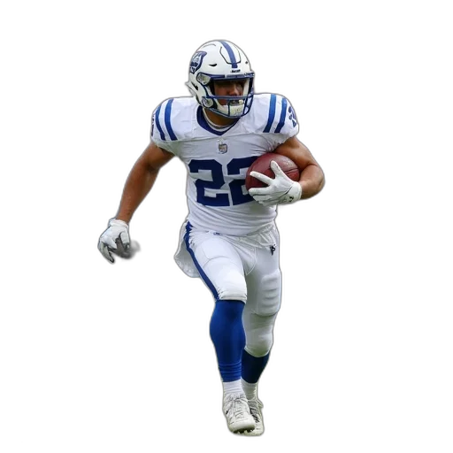 football, player, white, jersey, number, running, field, ball transparent PNG cut-out