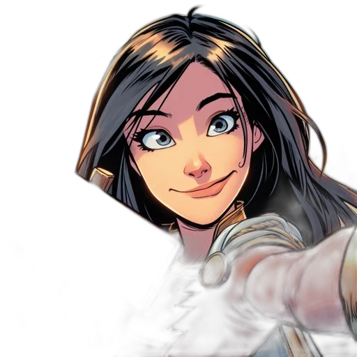 face, comic book art, concept art, fantasy art, cartoon, animated, female, character transparent PNG cut-out