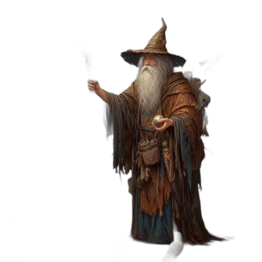 staff, hat, creature, mask, concept art, fantasy art, 3d render, pixel art transparent PNG cut-out