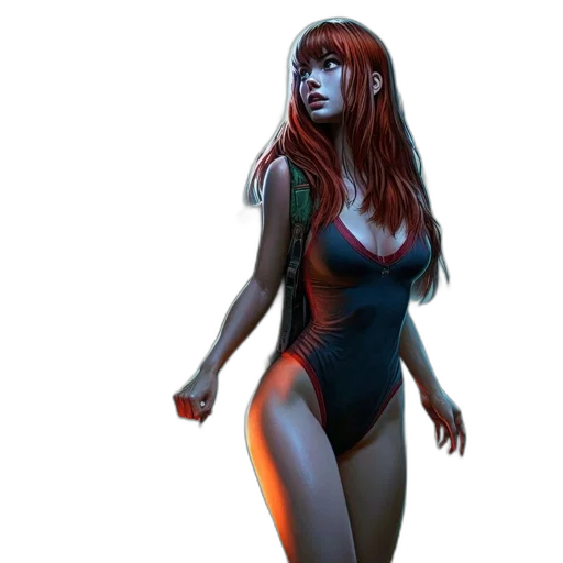 dress, comic book art, concept art, fantasy art, 3d render, neon lights, red, during transparent PNG cut-out