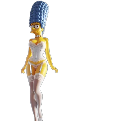 hat, 3d render, concept art, underwater, marge, simpson, artistically, reimagined transparent PNG cut-out