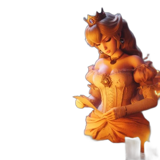 crown, 3d render, concept art, fantasy art, animated, lady, wearing, golden transparent PNG cut-out