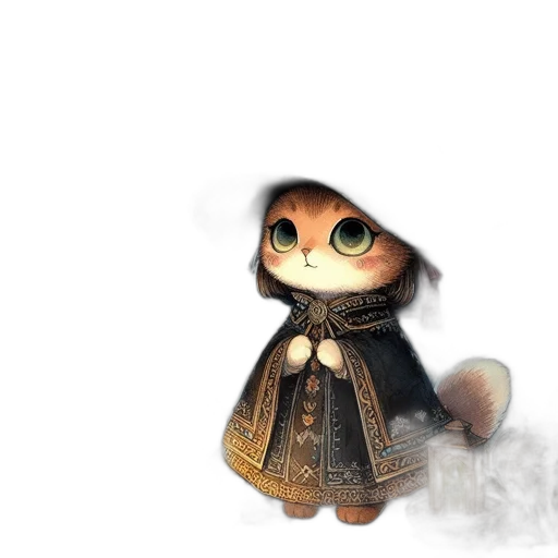 staff, animal, creature, dress, concept art, fantasy art, 3d render, watercolor transparent PNG cut-out