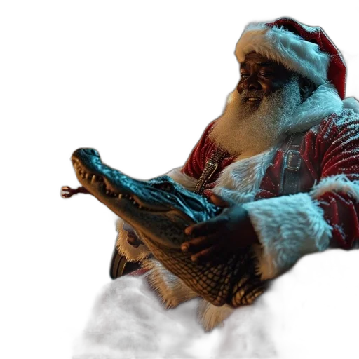 animal, creature, santa, claus, alligator, featured, holiday-themed, ambiance transparent PNG cut-out