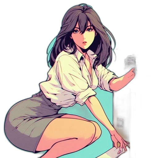 dress, staff, umbrella, flower, anime, pixel art, cartoon, concept art transparent PNG cut-out