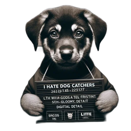 staff, humorous, image, dog, holding, sign, expressing, dislike transparent PNG cut-out