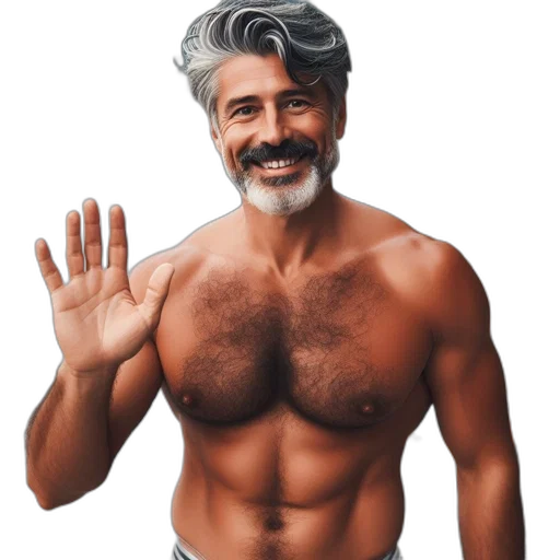 hair, face, animal, creature, photorealistic, man, beard, silver-grey transparent PNG cut-out