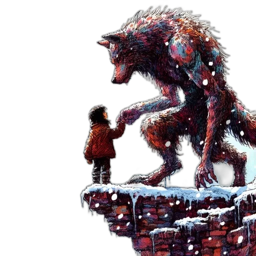 creature, concept art, fantasy art, pixel art, comic book art, snow, young, child transparent PNG cut-out