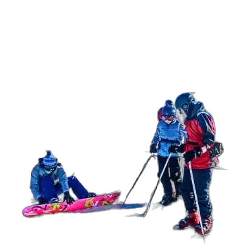 staff, concept art, snow, group, skiers, snowboarders, gather, top transparent PNG cut-out