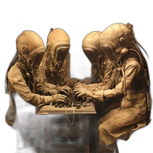 jacket, mask, furniture, robot, concept art, 3d render, cyberpunk, fantasy art transparent PNG cut-out