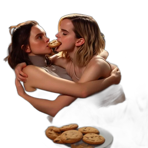 food, photorealistic, concept art, neon lights, two, women, share, moment transparent PNG cut-out