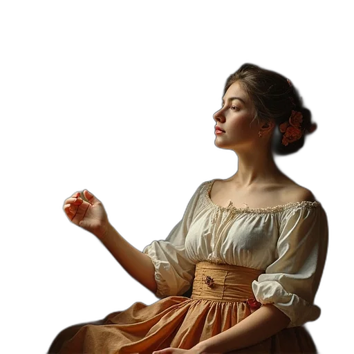 dress, jewelry, staff, furniture, oil painting, photorealistic, concept art, fantasy art transparent PNG cut-out