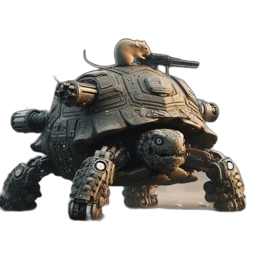 robot, animal, concept art, 3d render, photorealistic, fantasy art, mechanized, turtle transparent PNG cut-out