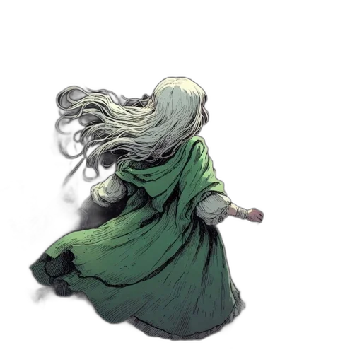 dress, hair, dragon, creature, concept art, fantasy art, watercolor, comic book art transparent PNG cut-out