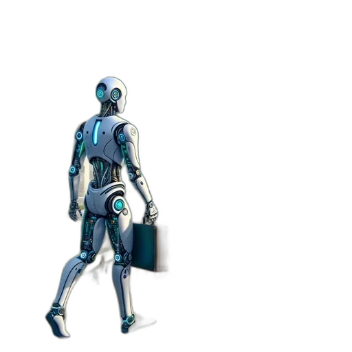 robot, jacket, dress, creature, concept art, cyberpunk, 3d render, vaporwave transparent PNG cut-out