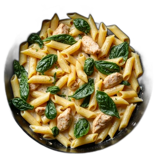 food, crown, one, pan, pasta, creamy, sauce, chicken transparent PNG cut-out