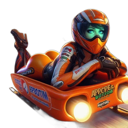robot, car, concept art, 3d render, photorealistic, comic book art, female, sledder transparent PNG cut-out