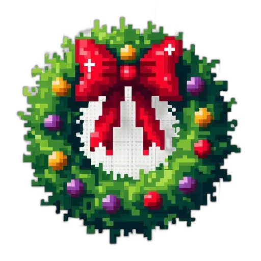 crown, pixel art, 3d render, red, pixelated, image, christmas, wreath transparent PNG cut-out
