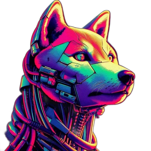 robot, animal, jacket, mask, cyberpunk, pixel art, vaporwave, concept art transparent PNG cut-out