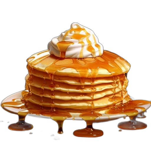food, hat, crown, photorealistic, 3d render, golden, brown, pancakes transparent PNG cut-out