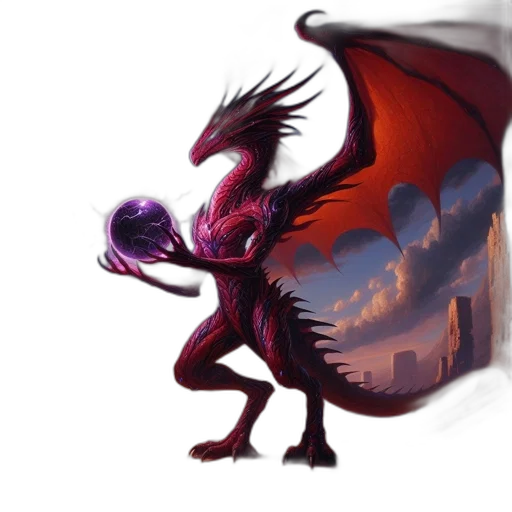 dragon, creature, fantasy art, concept art, pixel art, 3d render, red, dark transparent PNG cut-out
