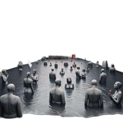 concept art, 3d render, fantasy art, underwater, fog, forest, rain, industrial transparent PNG cut-out
