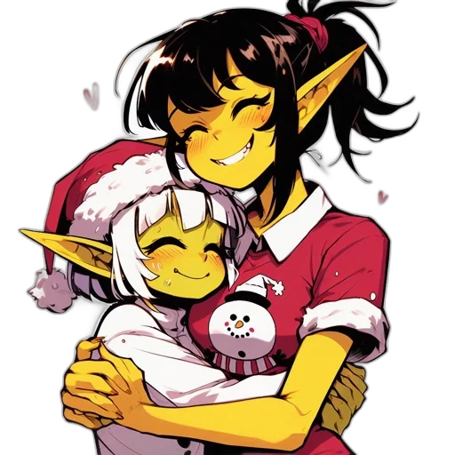 pixel art, concept art, fantasy art, comic book art, golden, two, cheerful, elfin-like transparent PNG cut-out
