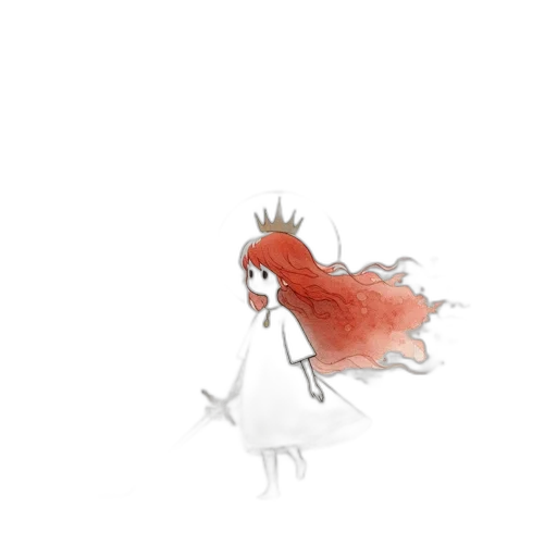 dress, crown, hair, creature, concept art, pixel art, anime, fantasy art transparent PNG cut-out