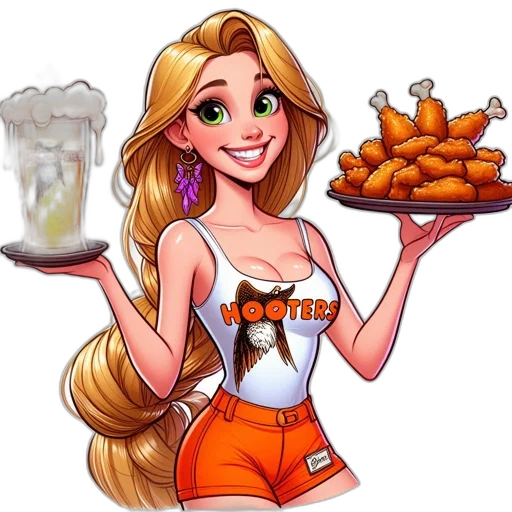 food, cartoon, fantasy art, concept art, pixel art, animated, hooters, server transparent PNG cut-out