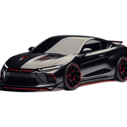 car, photorealistic, concept art, 3d render, anime, modern, black, exterior transparent PNG cut-out
