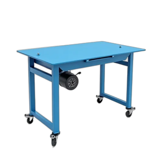 furniture, staff, 3d render, blue, metal, table, shiny, reflective transparent PNG cut-out