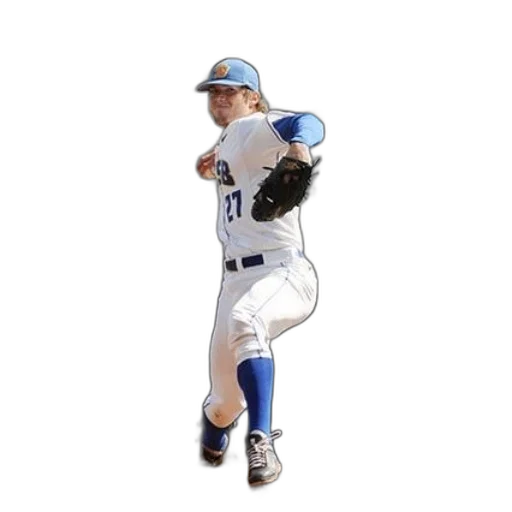 baseball, player, wearing, blue, white, uniform, number, his transparent PNG cut-out
