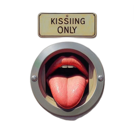 unconventional, kissing, booth, features, large, realistic, human, mouth transparent PNG cut-out