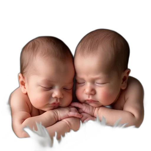 photorealistic, 3d render, oil painting, pencil sketch, two, newborn, babies, lying transparent PNG cut-out