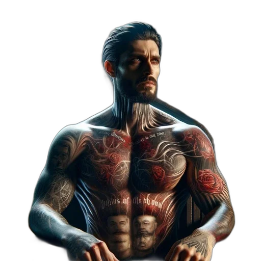 robot, comic book art, concept art, photorealistic, fantasy art, red, man, spiky transparent PNG cut-out
