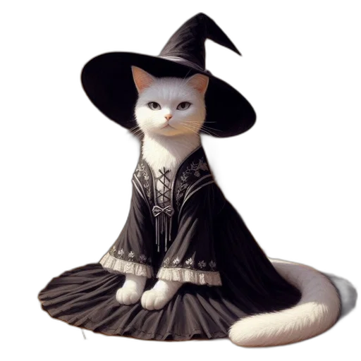 dress, hat, animal, staff, 3d render, fantasy art, concept art, photorealistic transparent PNG cut-out