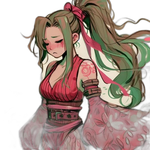 dress, concept art, watercolor, fantasy art, anime, red, green, dark transparent PNG cut-out