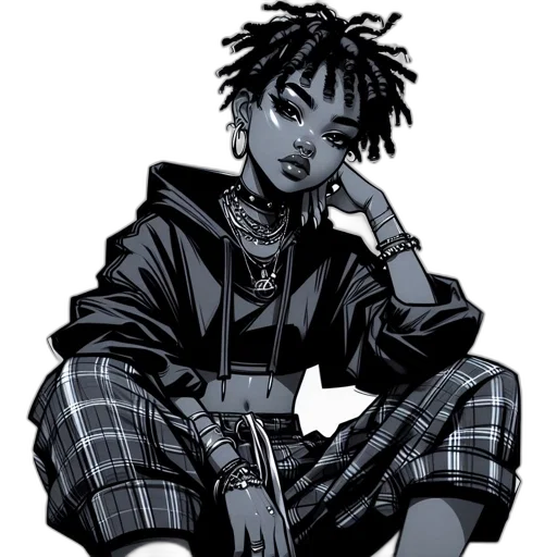 jacket, jewelry, comic book art, cyberpunk, cartoon, concept art, neon lights, dark transparent PNG cut-out