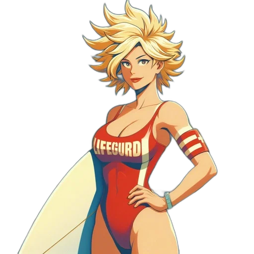 dress, pixel art, comic book art, concept art, cartoon, lifeguard, spiky, blonde transparent PNG cut-out