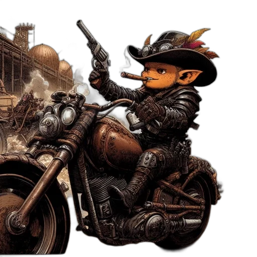 concept art, comic book art, fantasy art, gritty, post-apocalyptic, landscape, small, anthropomorphic transparent PNG cut-out