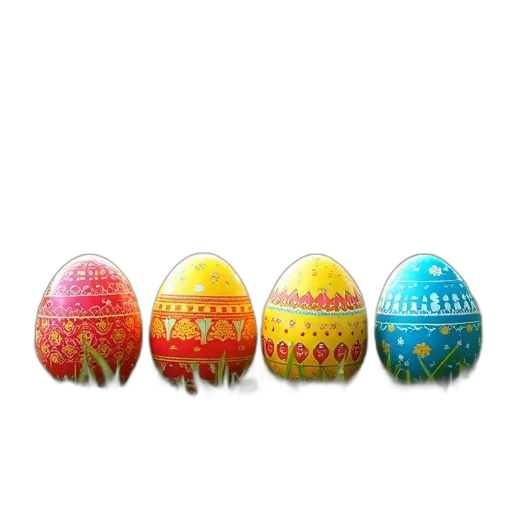 3d render, photorealistic, pixel art, collection, four, colorful, easter, eggs transparent PNG cut-out