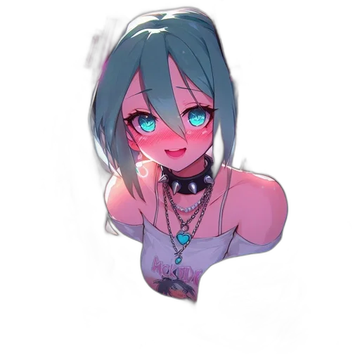 jewelry, staff, weapon, face, anime, vaporwave, pixel art, cyberpunk transparent PNG cut-out