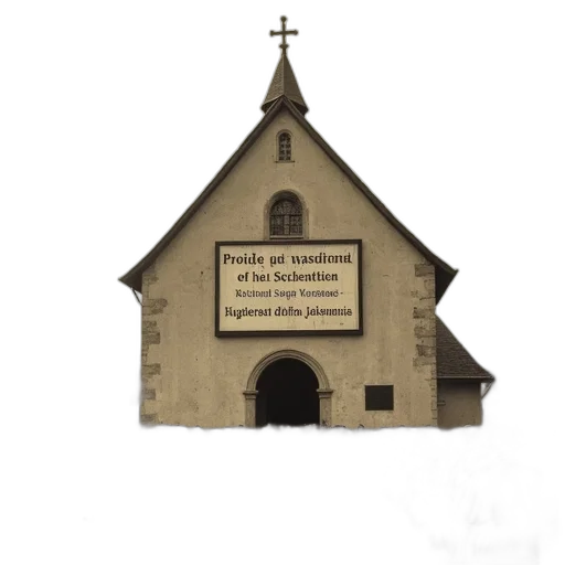 building, 3d render, photorealistic, sepia-toned, photograph, old, church, large transparent PNG cut-out