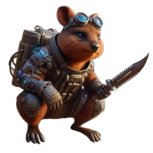 animal, staff, weapon, creature, concept art, 3d render, fantasy art, cyberpunk transparent PNG cut-out