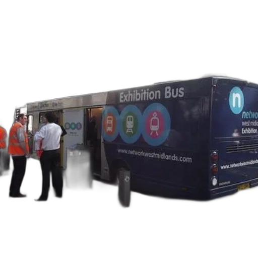 blue, exhibition, bus, website, www, networkwestmidlands, com, side transparent PNG cut-out