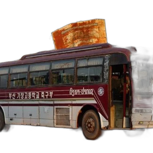 food, photorealistic, concept art, 3d render, city street, maroon, white, bus transparent PNG cut-out