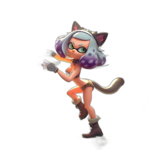 weapon, staff, animal, dress, concept art, 3d render, pixel art, vaporwave transparent PNG cut-out