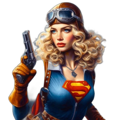 weapon, comic book art, fantasy art, concept art, photorealistic, woman, blonde, hair transparent PNG cut-out