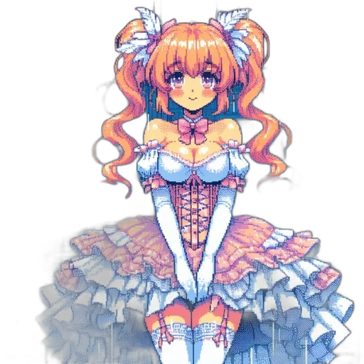 dress, robot, crown, flower, pixel art, anime, fantasy art, watercolor transparent PNG cut-out